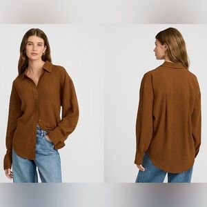🌺NWOT-Express Brown Zebra Burnout Boyfriend Shirt